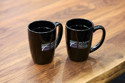 Two McLeod Green Dewar mugs